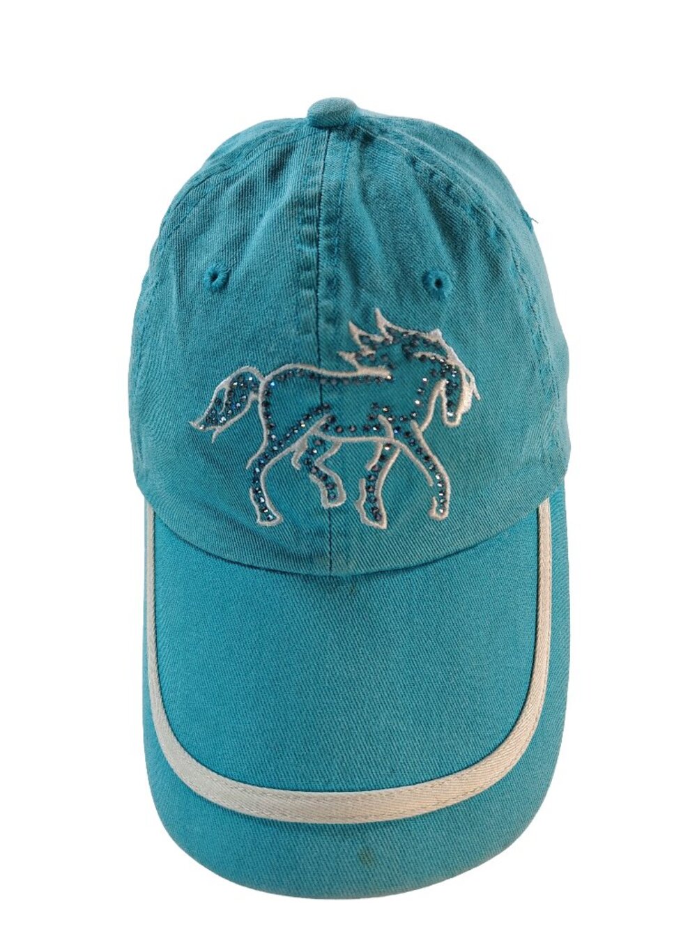 Women's Light Blue Rhinestone Horse Hat